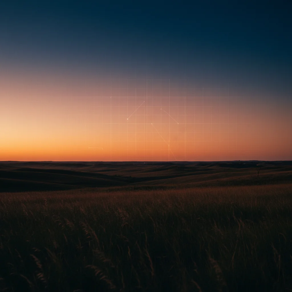 Kansas prairie at dusk